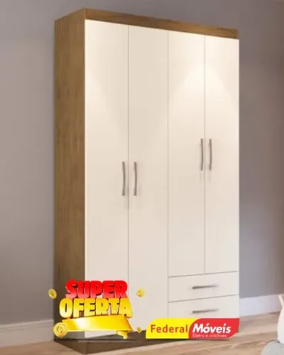 Guarda Roupa Solteiro 4 Portas 2 Gavetas Promoçao Fazemos Entrega Novo