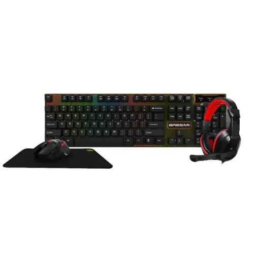 Combo Gamer KWG Aries M1 Lite 4 Em 1 Teclado, Mouse, Headset e Mousepad - WZetta