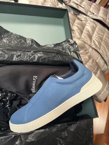 Sapato tênis Ermenegildo Zegna Triple Titch Azul top BR 42