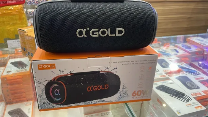 CAIXA DE SOM BLUETOOTH 60W GRAVE E ALTA POTÊNCIA SEM FIO SM-07A A-GOLD