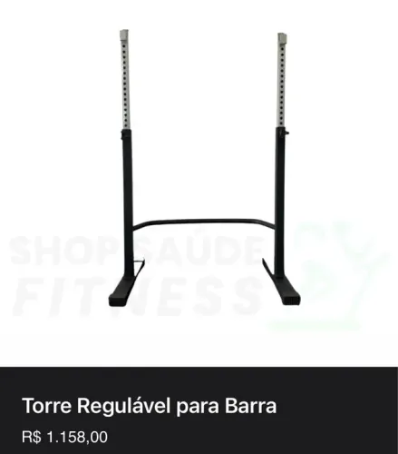 Torre Regulável para Barra - Suporte para Barra de Musculação