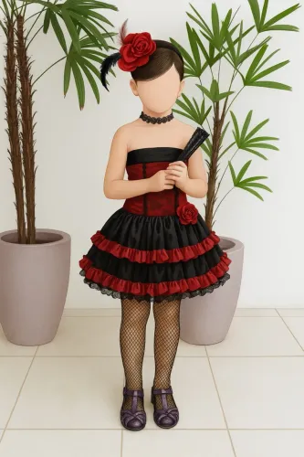 Vestido Fantasia Carnaval Espanhola - 6 a 8 anos - Festa a Fantasia ou Carnaval