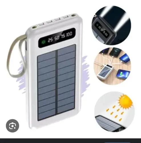 Carregador Portátil 10000mah Energia Solar 4 Cabos Embutidos Carrega no Sol
