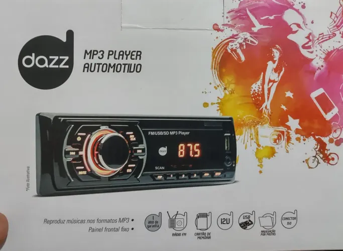 Som automotivo MP3 sem Bluetooth