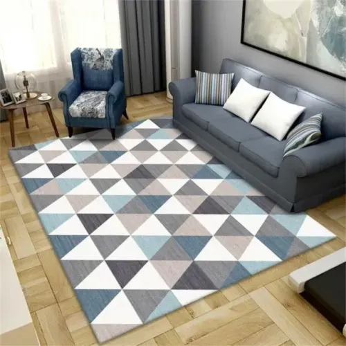 Tapete Geométrico Azul para Sala 1,00x1,50