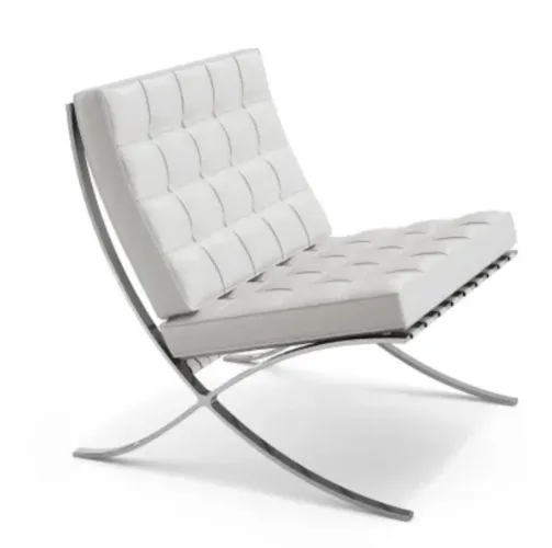 Poltrona Barcelona Inox em Couro Branco