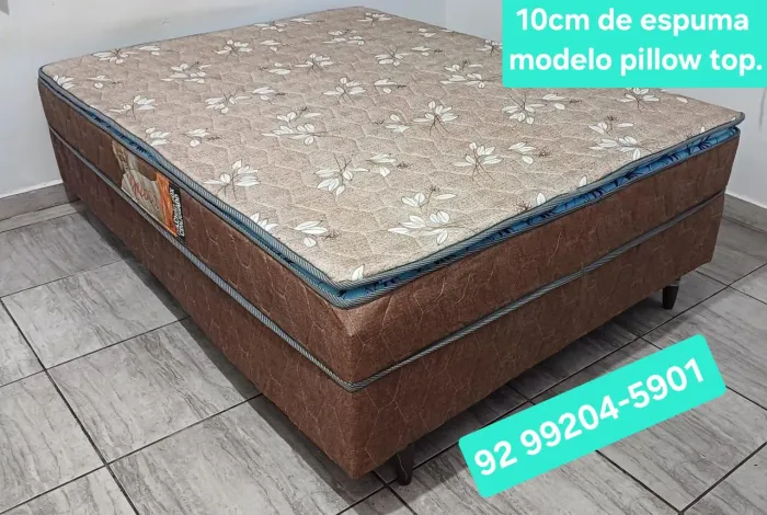 CAMA BOX DE CASAL 10CM DE ESPUMA-- 2222