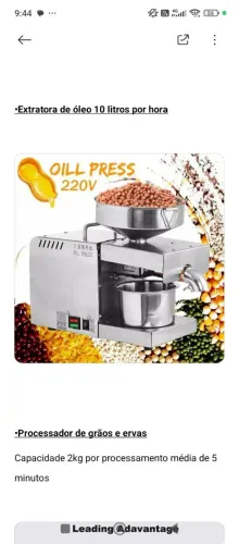 Fábrica, produção de óleos ex: coco, linhaça etc,frutas desidratada, farinhas, negócio 