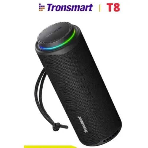 Caixa de Som Portátil Tronsmart T8 40W IPX7 TWS 360Graus Bluetooth5.3 LED RGB Preto