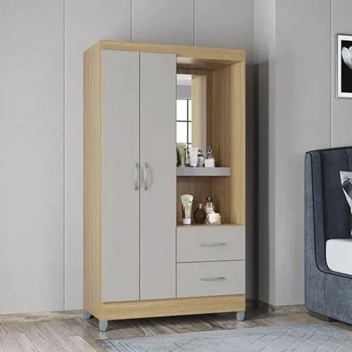 Guarda-Roupa Solteiro Damasco 2 Portas 2 Gavetas c/Espelho rf54