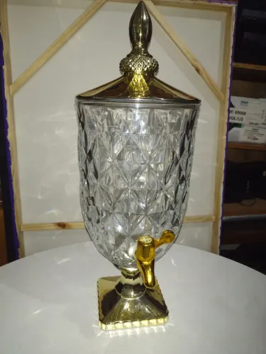 DISPENSER/SUQUEIRA CRISTAL ECOLÓGICO DIAMOND C/TAMPA PÉ E TORNEIRA ROSÉ 5L