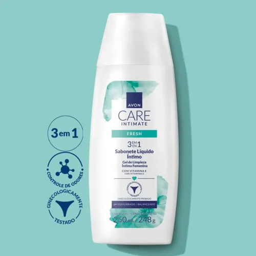 Sabonete Líquido Íntimo Avon Care Intimate Fresh e Active 250ml
