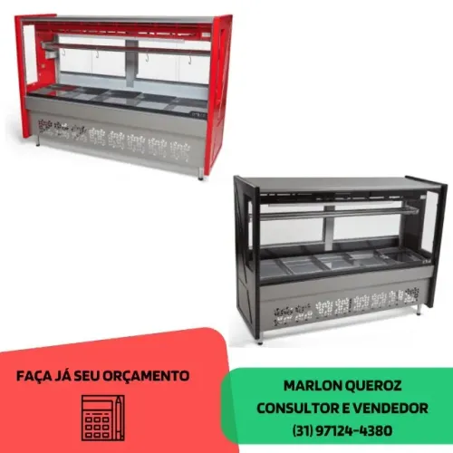 Balcão de Açougue 1,75M Polar Vermelho/Preto 220v