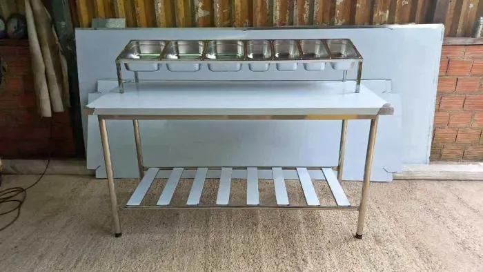Mesa condimentadora 1,70M com cubas - Marcos 