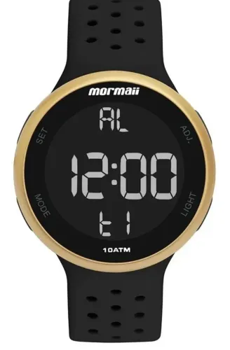 Relógio Digital Mormaii Preto com Aro Dourado
