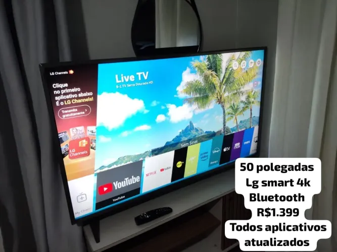 TELEVISÃO 50 POLEGADAS LG SMART 4K BLUETOOTH TODOS APLICATIVOS ATUALIZADOS 300 CANAIS 