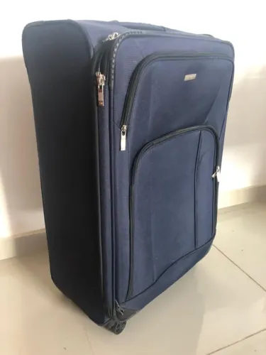 Mala Grande Samsonite Azul - Soft Case Flexível, 4 Rodinhas Spinner