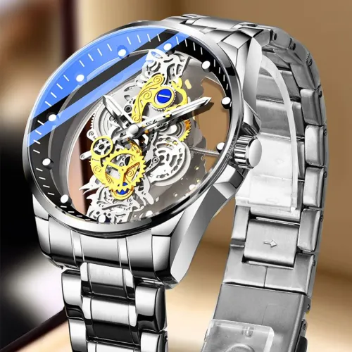 Relógio Masculino Vidro Skeleton Lindo Novo Aceito OLX Pay
