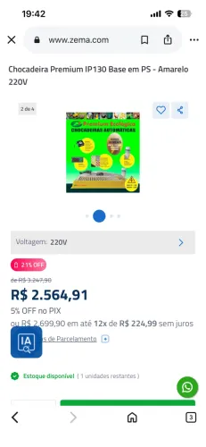 Chocadeira Premium IP130 Base em PS - Amarelo 220V