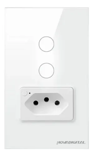 Interruptor Smart 2 Teclas 1 Tomada NovaDigital