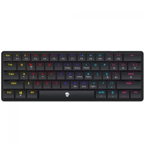 Teclado Mecânico Gamer | Ninja Black Thorne | 60% | Switch Red | Preto - Loja FH