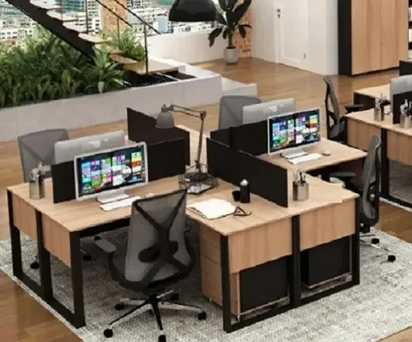 Plataforma/4 Mesas/Canto+4 Divisores+4 Gaveteiros Volantes/272X272, R$5.478,84!