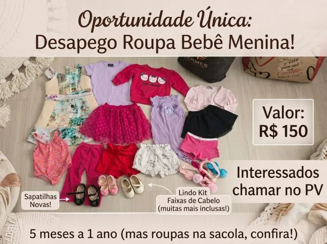 Vende roupa de menina de 5 a 1 ano 