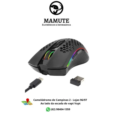 Mouse Gamer Sem Fio Redragon Storm Pro, RGB, 16000 DPI, 8 Botões, Wireless Preto - M808-KS