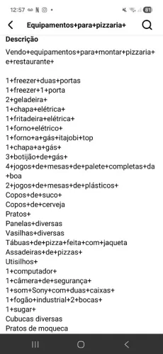 Vendo equipamentos para pizzaria e restaurante