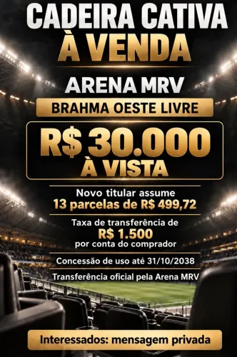 Cadeira cativa Brahma Oeste arena MRV
