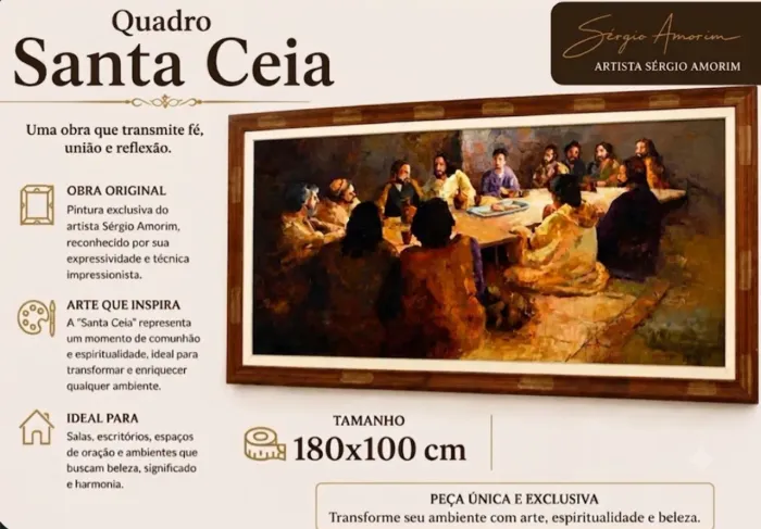 Quadro Grande Santa Ceia 1,80m x 1,00m - Pintura Original