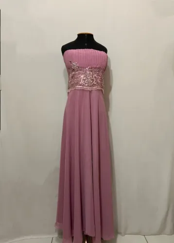 Vestido de Festa Longo Vintage Tomara que caia Rosa Tamanho 38
