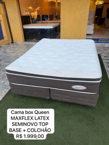Colchão Queen MAXFLEX LÁTEX SEMINOVO TOP COM BASE - Entrego! 