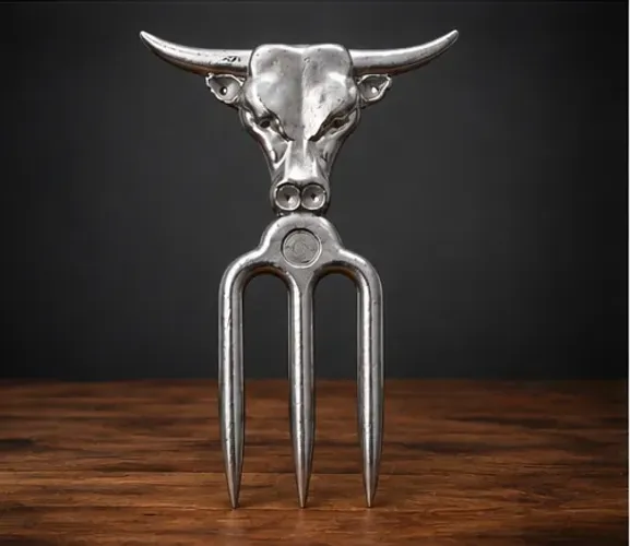 Garfo Tridente - Toro Metal Alumínio Para Churrasco
