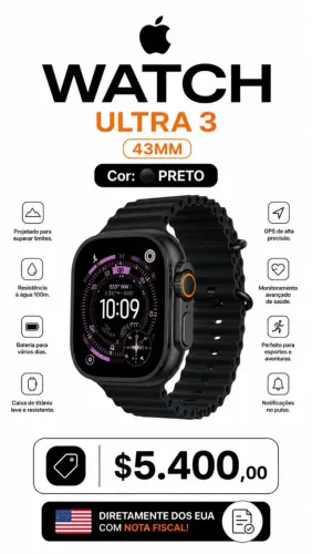 Apple Watch Ultra 3 Preto (Titânio Preto)