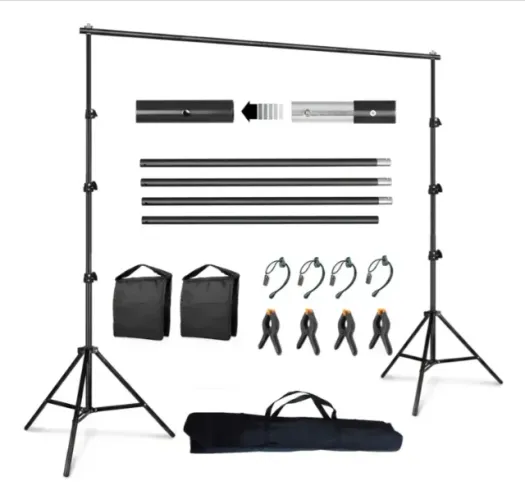 Kit Suporte Fundo Infinito Fotográfico com Tripés e Grampos - NOVO