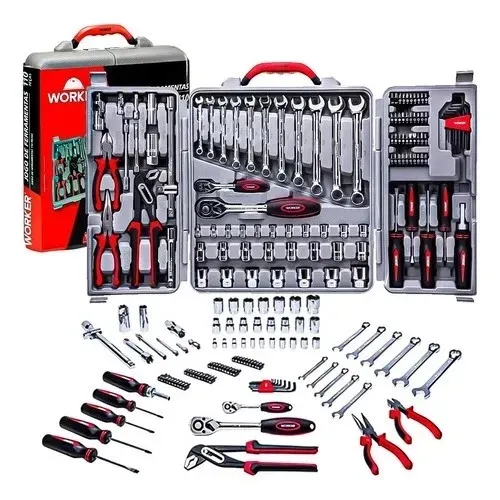 Achadinho Premium! Jogo de Ferramentas Worker 110 Peças - Maleta Profissional Completa