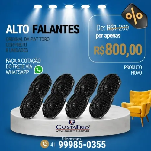 Alto-falantes Originais Fiat Toro - Jogo com 8 Unidades (Novos)