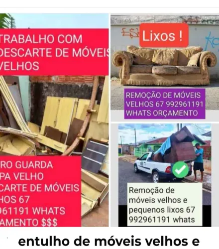 Retirada móveis velhos entulho lixo de móveis 