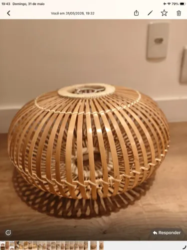 Par de Lustres Pendentes Artesanais em Bambu Natural - Estilo Boho/Japandi - Novos (2 unid