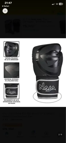 Luvas muay thai e boxe naja