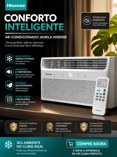 Ar Condicionado Janela Hisense 10000 BTUs 127v Smart Wi-Fi Novo na Caixa ( ACEITO CARTÃO)