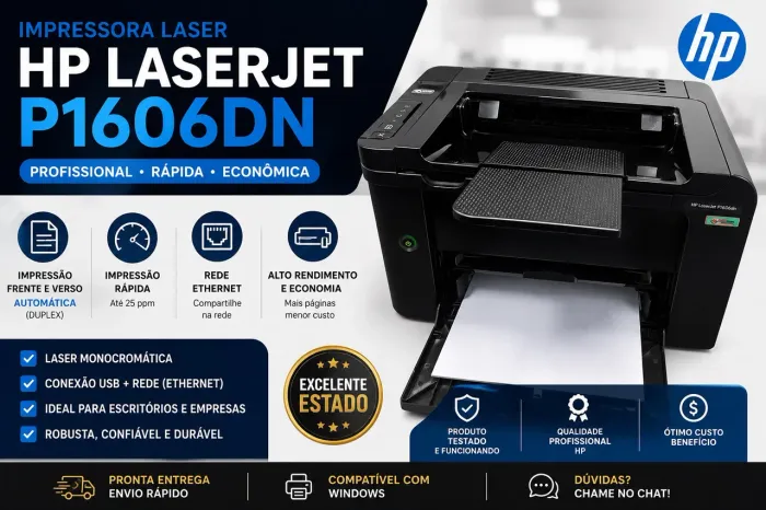 Impressora HP LaserJet P1606DN Laser Monocromática Duplex + Rede Ethernet