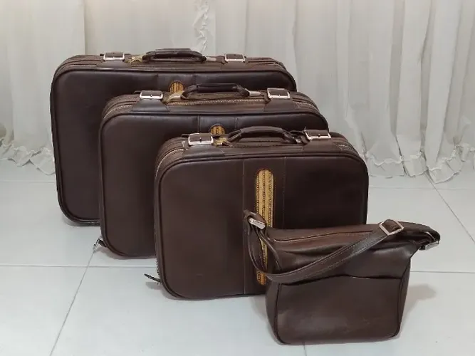 Conjunto de Malas de Couro Vintage (década de 70)