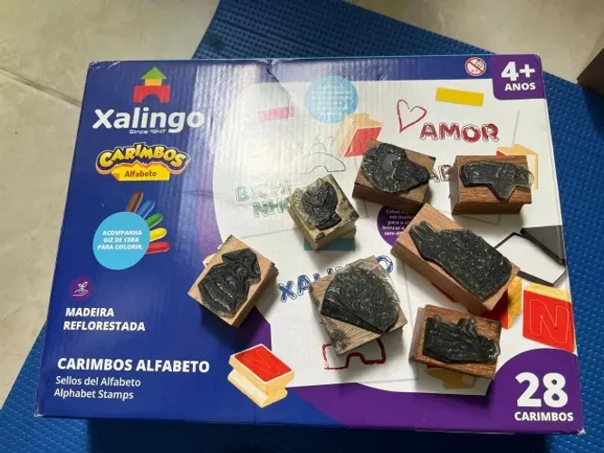 Kit Carimbos educativos Alfabeto (28 peças) e ira com mais do BOI DE MAMÂO artesanal 