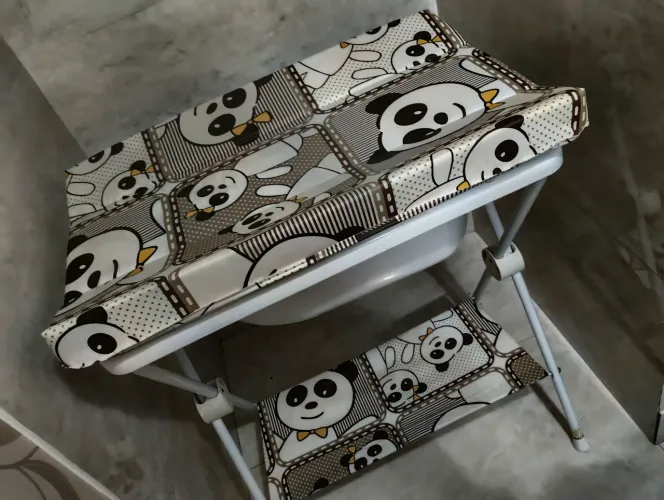 Banheira Suporte Trocador Bebê Luxo Galzerano Panda