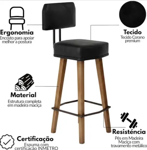 Kit com 3 banquetas altas