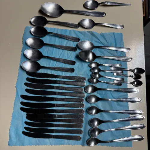 35 talheres inox antigos diversos