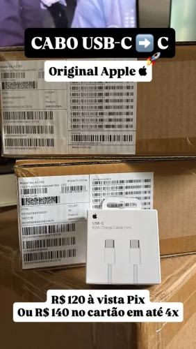 Cabo USB-C para IPhone 15 16 17 e 18 60W Trançado Original Apple