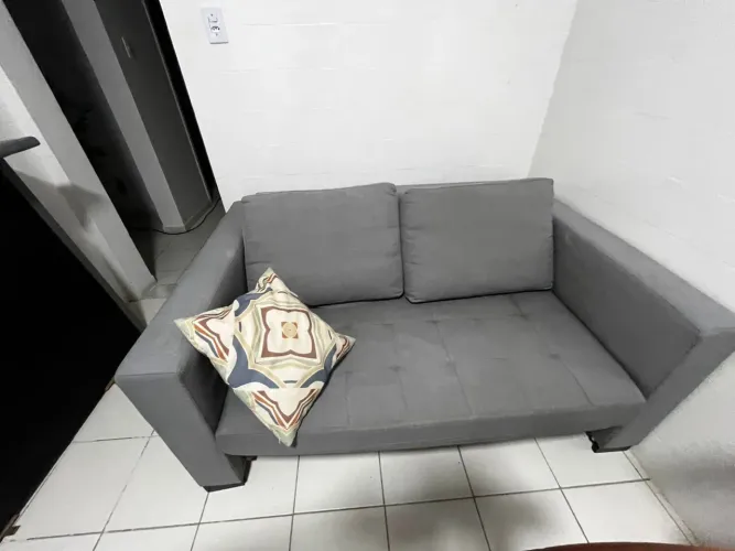 Sofá Cama Linho Cinza Casal